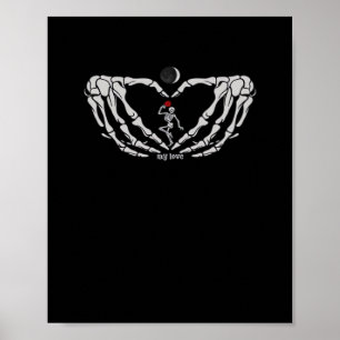 Skeleton Woman With Red In Heart Made Of Hands Fes Poster