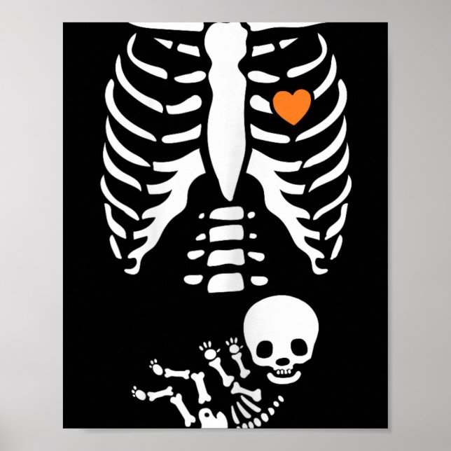 Skeleton Xray Halloween Costume Pregnant Women Mom Poster (Front)