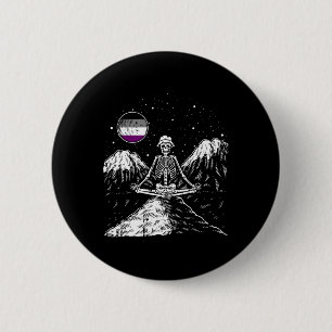 Skeleton Yoga Aual Lgbt-q Funny Skeleton Meditator 6 Cm Round Badge