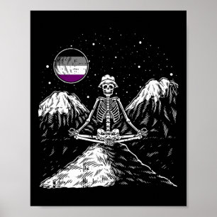 Skeleton Yoga Aual Lgbt-q Funny Skeleton Meditator Poster