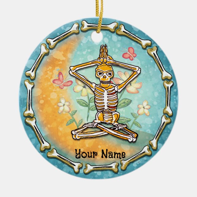 Skeleton Yoga   Ceramic Ornament (Front)