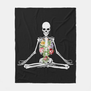 Skeleton Yoga Flowers Meditation Blanket