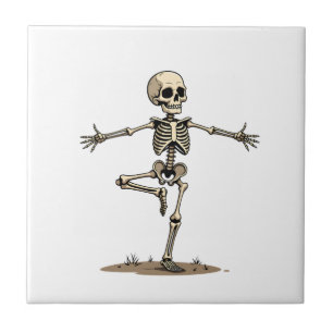 Skeleton Yoga � Funny Halloween Fitness Shirt Ceramic Tile