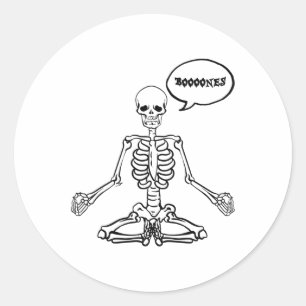 Skeleton Yoga Funny Meditation Halloween Bones Nam Classic Round Sticker