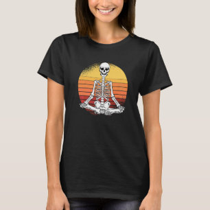 Skeleton Yoga Lazy Halloween Costume Retro Meditat T-Shirt