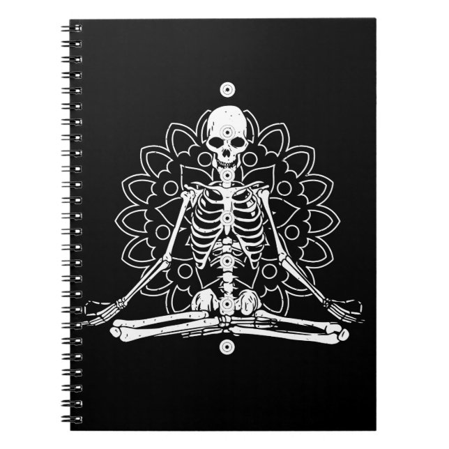Skeleton Yoga Meditating Halloween Gift for Yoga Notebook (Front)