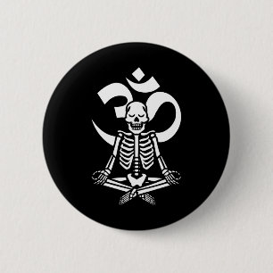 Skeleton Yoga Meditation Om Costume Funny Aum Hall 6 Cm Round Badge
