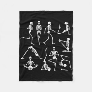 Skeleton Yoga Poses Funny Halloween Flexible Bone Fleece Blanket