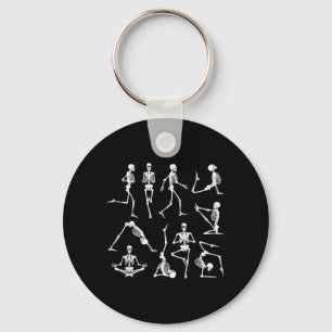 Skeleton Yoga Poses Funny Halloween Flexible Bone Key Ring