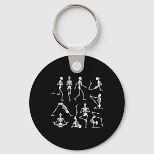 Skeleton Yoga Poses Funny Halloween Flexible Bone Key Ring
