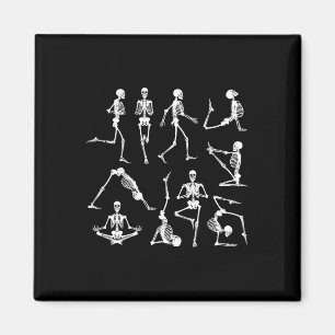 Skeleton Yoga Poses Funny Halloween Flexible Bone Magnet