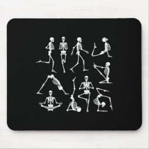 Skeleton Yoga Poses Funny Halloween Flexible Bone Mouse Pad