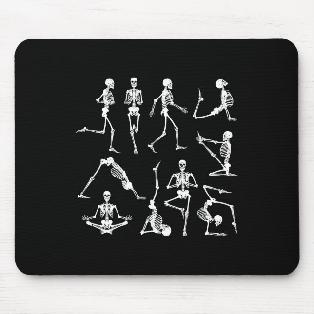 Skeleton Yoga Poses Funny Halloween Flexible Bone  Mouse Pad (Front)