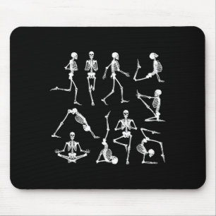Skeleton Yoga Poses Funny Halloween Flexible Bone Mouse Pad