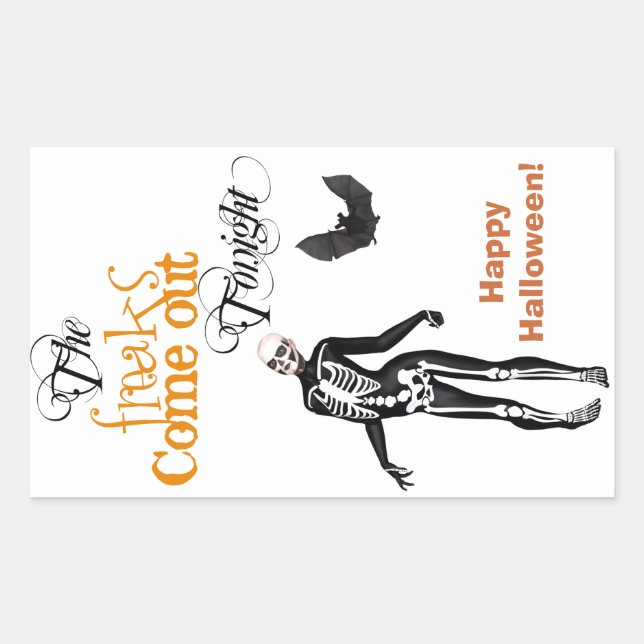 Skeleton Zombie Freak Halloween Rectangular Sticker (Front)