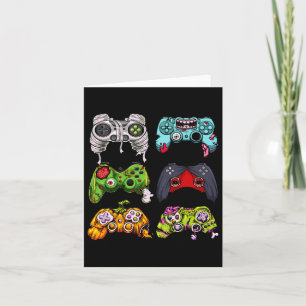 Skeleton Zombie Gaming Controllers Halloween Gamer Card