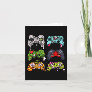 Skeleton Zombie Gaming Controllers Halloween Gamer Card