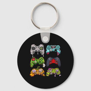 Skeleton Zombie Gaming Controllers Halloween Gamer Key Ring