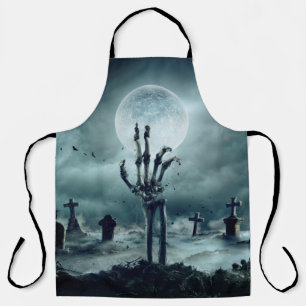 Skeleton Zombie Hand Rising Out Of A GraveYard - H Apron