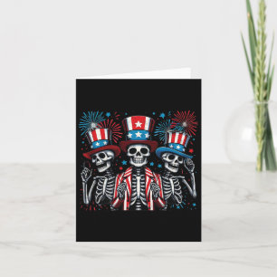 Skeletons 4th Of July Funny Independence Day 3 Card