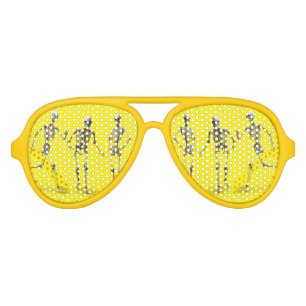 Skeletons Adult Retro Party Shades, White Aviator Sunglasses