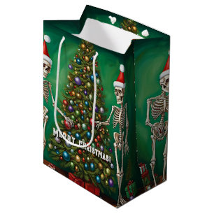Skeletons and Colourful Ornaments Christmas Medium Gift Bag