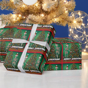 Skeletons and Colourful Ornaments Christmas  Wrapping Paper