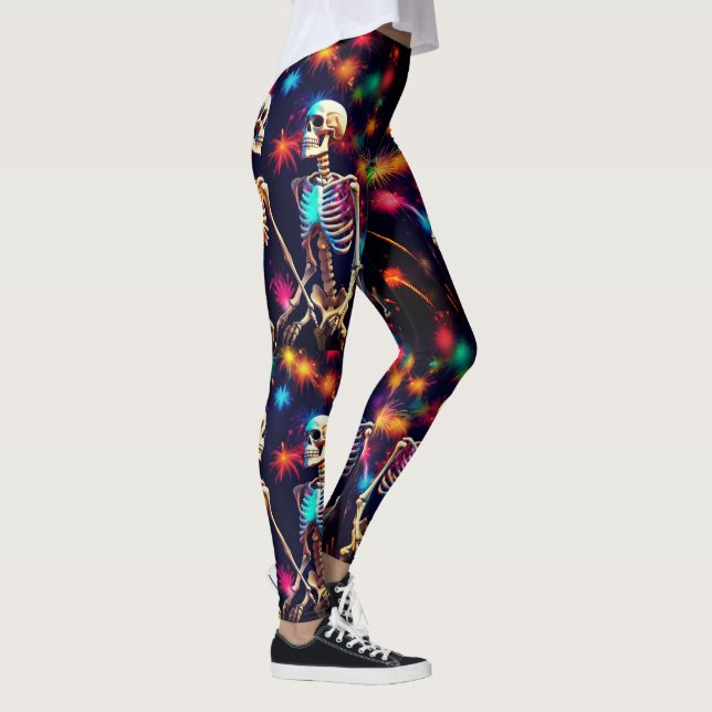 Skeletons and Fireworks Leggings (Right)