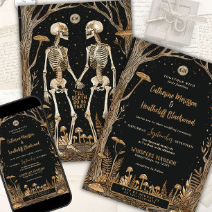 Skeletons and Mushrooms Till Death Wedding Invitation