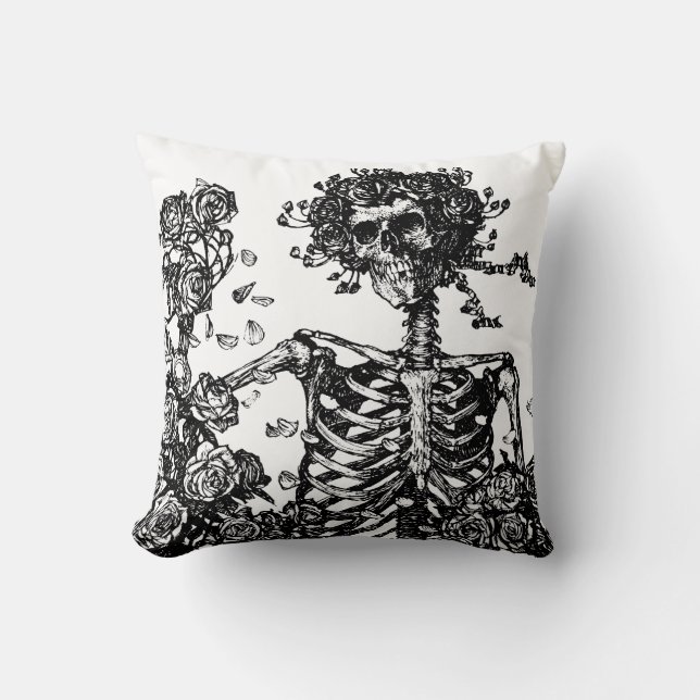 Skeletons and Roses Cushion (Front)