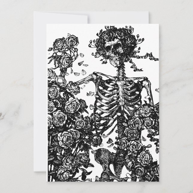 Skeletons and Roses Invitation (Front)
