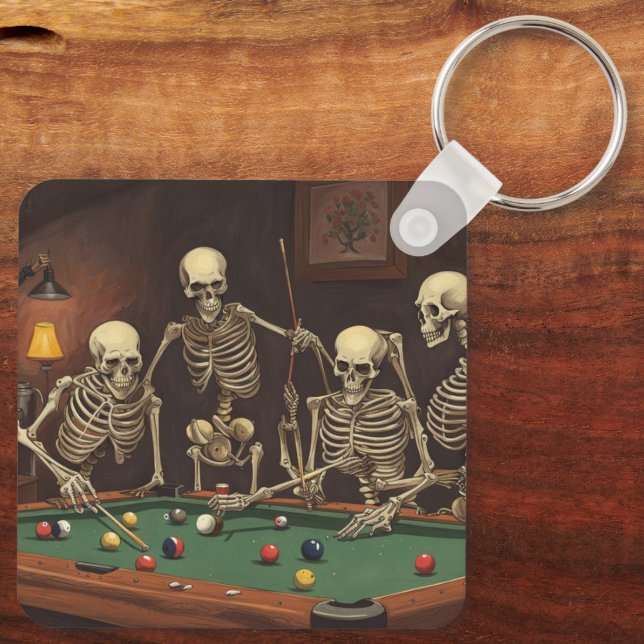 Skeletons at a bar key ring (Back)