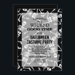 Skeletons Black Halloween Party Invitations<br><div class="desc">Skeletons on a black background and your party details in chic lettering,  these invitations are fun for a Halloween costume party invitations,  Halloween birthday party invitations,  just change the wording to fit your occasion.</div>