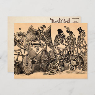 Skeletons (Calaveras) Riding Bicycles Postcard