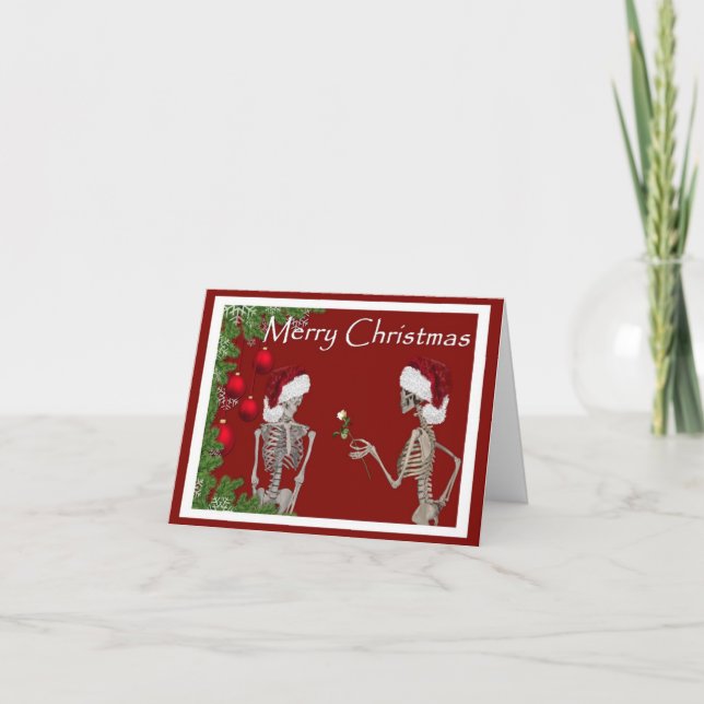 Skeletons Celebrate Christmas Holiday Card (Front)