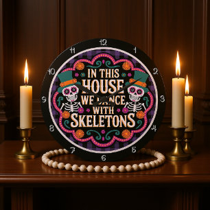 Skeletons Dance House Halloween Graphic Large Clock