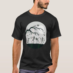 Skeletons Dancing In The Moonlight Spooky Hallow T-Shirt