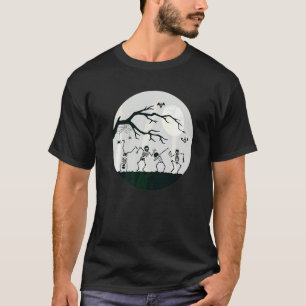 Skeletons Dancing In The Moonlight Spooky Hallowe T-Shirt