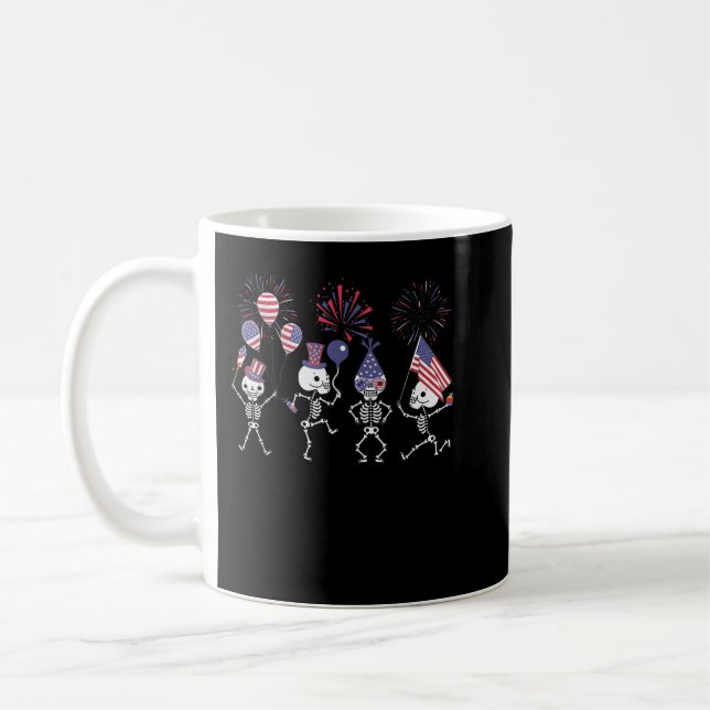 Skeletons Dancing July Fourth Funny 4th Of July Ki Coffee Mug (Left)