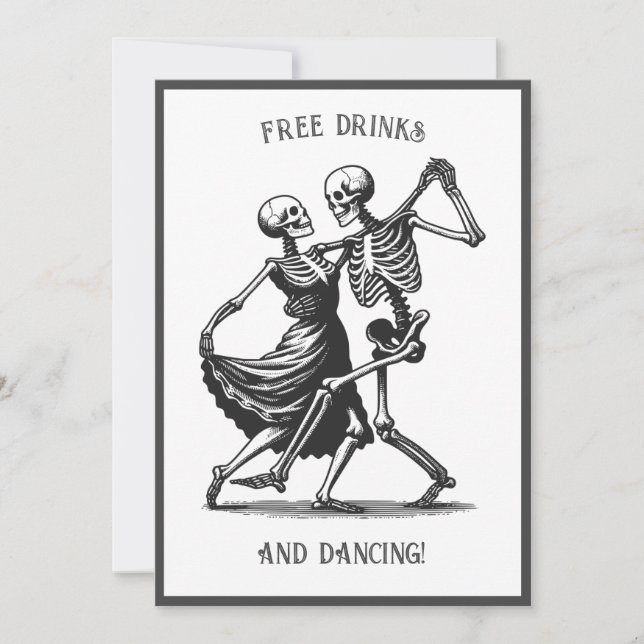 Skeletons Dancing Wedding Invitation (Front)