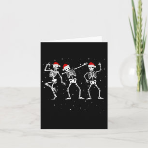 Skeletons Dancing With Santa Hats Funny Christmas  Card