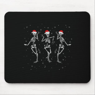 Skeletons Dancing With Xmas Hats - Funny Christmas Mouse Pad