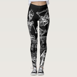 Skeletons Danse Macabre Black Leggings