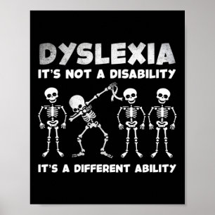 Skeletons Dyslexia Awareness Halloween Costume Poster