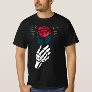 Skeleton's Embrace: The Rose Streewear T-Shirt