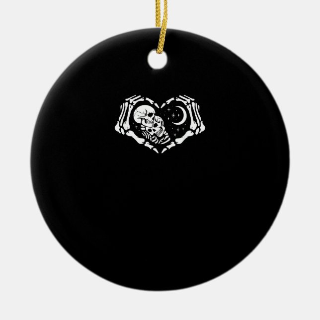 Skeletons Heart  Hands Ceramic Ornament (Front)