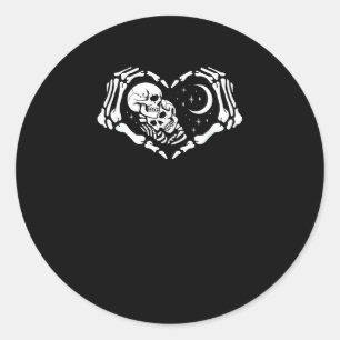 Skeletons Heart Hands Classic Round Sticker