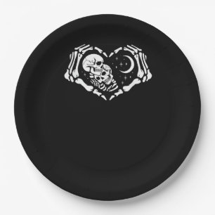 Skeletons Heart  Hands Paper Plate