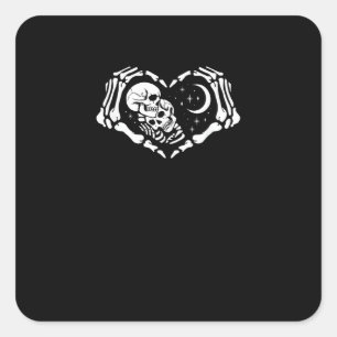 Skeletons Heart Hands Square Sticker