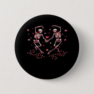 Skeletons Holding Hands Heart Valentines Day Desig 6 Cm Round Badge